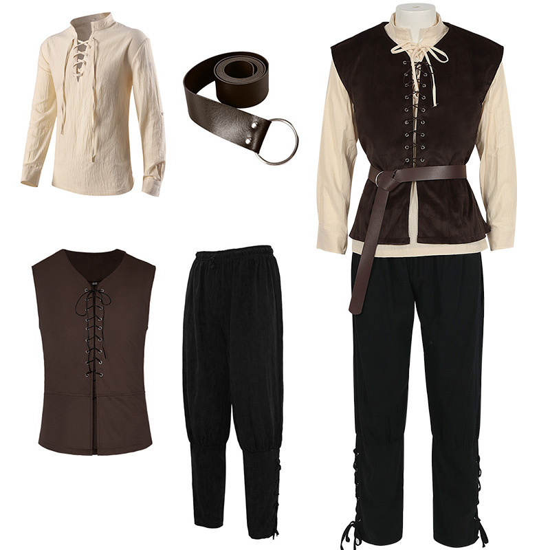 Anime Cosplay And Costumes - 4 Pcs Men's Halloween Renaissance Costume